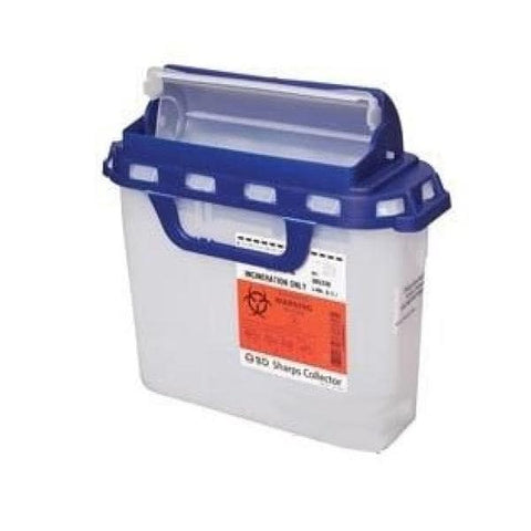 Becton-Dickinson -Recykleen Sharps Container 5.4qt Blue/White 12x12x4.8" Counterbalanced Lid Plastic 20/Case 305058