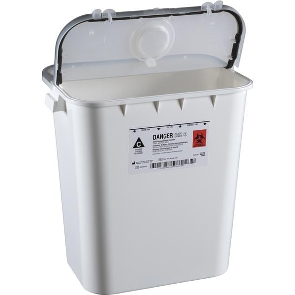Bemis Healthcare, Inc -Sentinel Sharps Container 8gal Yellow 16-1/2x11-13/16x15-7/8" Plastic Molded-In Handles Non-Sterile Hinge Lid/Gasket/Separate Round Opening Lid Each, 10 EA/CA 208 004