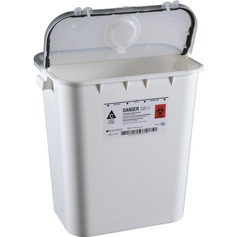 Bemis Healthcare, Inc -Sentinel Sharps Container 8gal Yellow 16-1/2x11-13/16x15-7/8" Plastic Molded-In Handles Non-Sterile Hinge Lid/Gasket/Separate Round Opening Lid Each, 10 EA/CA 208 004