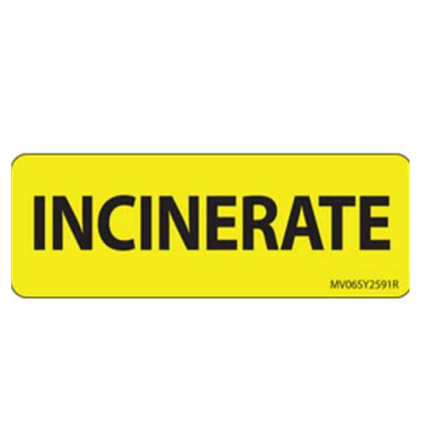 Precision Dynamics Corp. Label Paper Incinerate Yellow 2-15/16x1" 1" Core 5/Box - MV06SY2591R