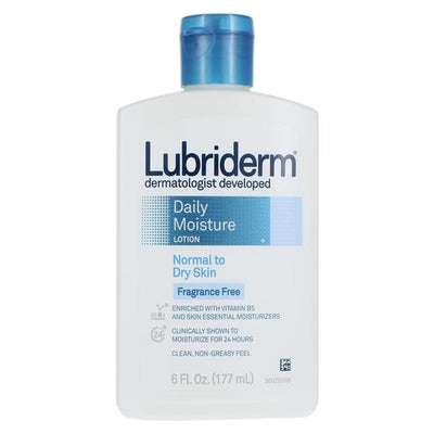 J&J Consumer Products Lubriderm Daily Moisturizing Lotion 6oz Fragrance Free Body 6oz/Bottle, 12 BT/CA - 514882600