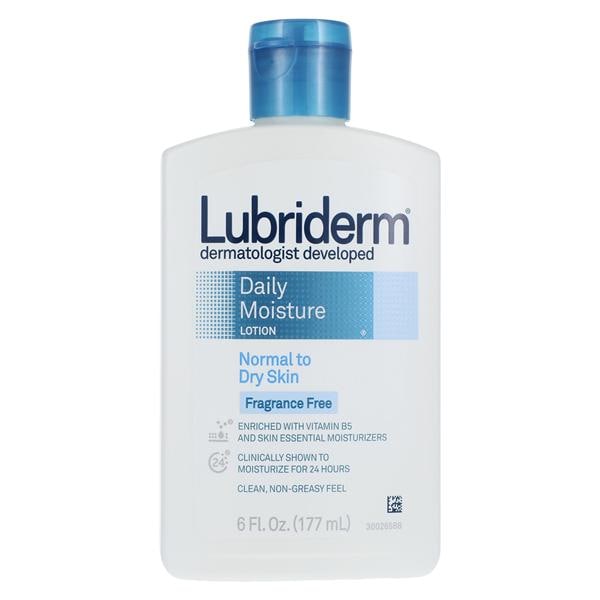 J&J Consumer Products Lubriderm Daily Moisturizing Lotion 6oz Fragrance Free Body 6oz/Bottle, 12 BT/CA - 514882600