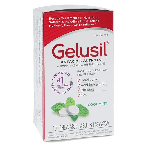 Emerson Healthcare LLC Gelusil Antacid/Antigas Chewable Tablets 200/200/25mg Cool Mint Unit Dose Bottle 100/Box - 1002914