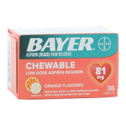 Bayer Consumer Products Bayer Aspirin Children NSAID Chewable Tablets 81mg Orange Twist Cap 36/Bottle - 1366830