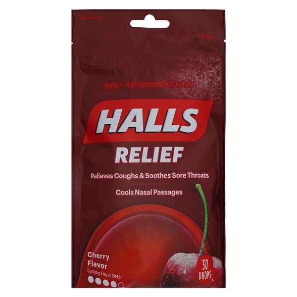 Mondelez International, Inc. Halls Cough Drops 5.8mg Cherry 30/Bag - 2970994