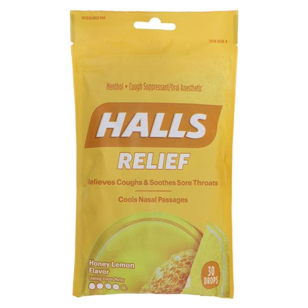 Mondelez International, Inc. Halls Cough Drops 7.5mg Honey Lemon 30/Bag - 2971000