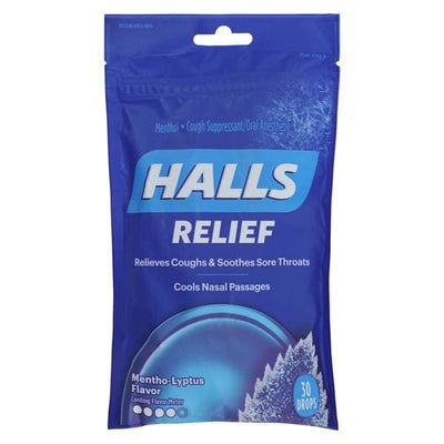 Cadbury Adams Halls Cough Drops 5.4mg Mentho-Lyptus 30/Bag - 2971026