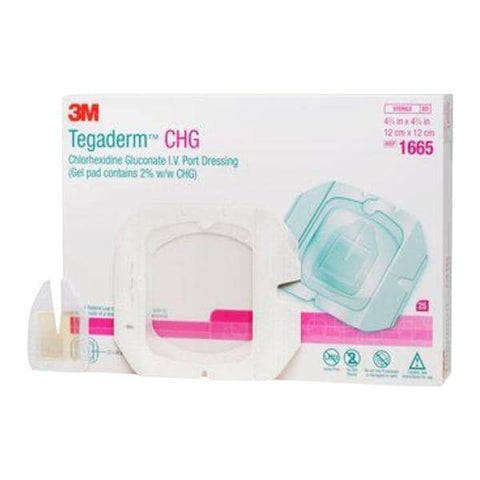 3M Medical Products Tegaderm CHG Chlorhexidine Gluconate IV Dressing 4-3/4x4-3/4" Roll Adhs Trans LF - 1665