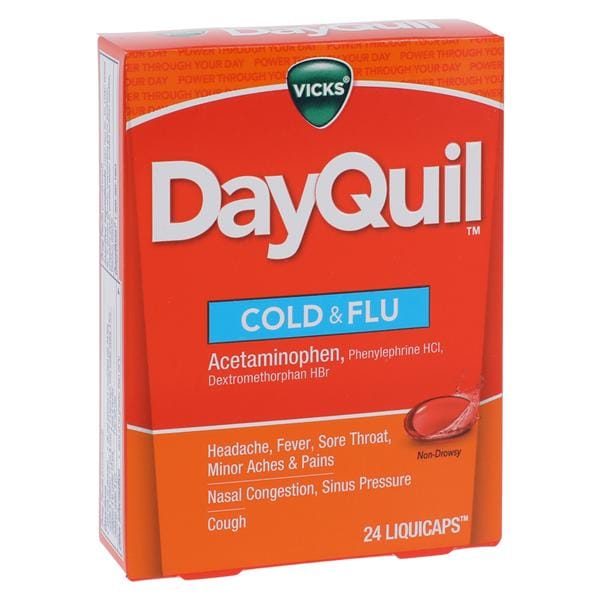 Procter & Gamble Dist Dayquil Cold/Flu LiquiCaps 650/20/10mg 24/Box, 24 BX/CA - 2390001443