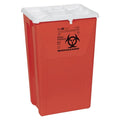 Medline Industries Inc -Sharps Container 18gal Red/Clear 13x18.5x26" Gasket Lid Horizontal Drop Plastic Large Nestable Reusable 7/Case MDS705218