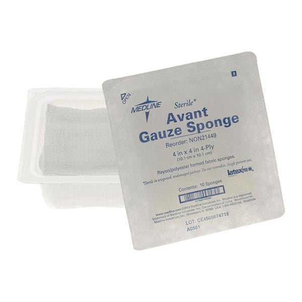 Medline Industries Inc Avant Rayon/Polyester Blend Gauze Sponge 4x4" 4 Ply Sterile LF  - NON21449