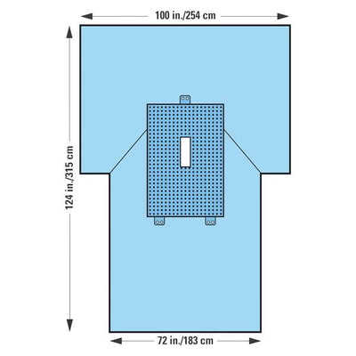 O & M Halyard -KC100 100x72x124" Sterile Laparotomy Drape 4x12" Fenestrated 89537
