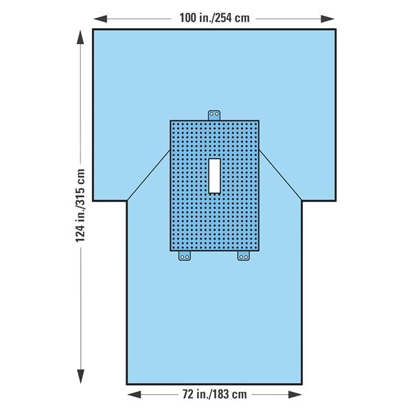 O & M Halyard -KC100 100x72x124" Sterile Laparotomy Drape 4x12" Fenestrated 89537