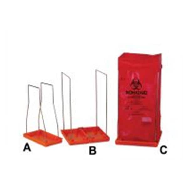 Bel-Art Products -Clavies Biohazard Bag Holder 14x14x21-1/2" Orange Stainless Steel/Polypropylene Autoclavable Reusable Medium For F13161-0009/F13161-0005 Bags Each F131920002