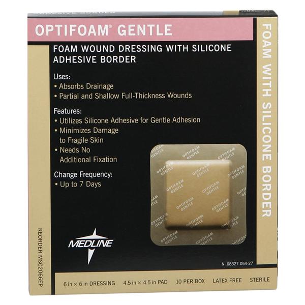 Medline Industries Inc Optifoam Silicone Foam Wound Dressing 6x6" Sterile, 10 BX/CA - MSC2066EP