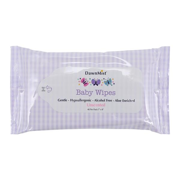 Dukal LLC DawnMist Baby Wipes Disposable Unscented 7x8" 960/Case - BWU4024