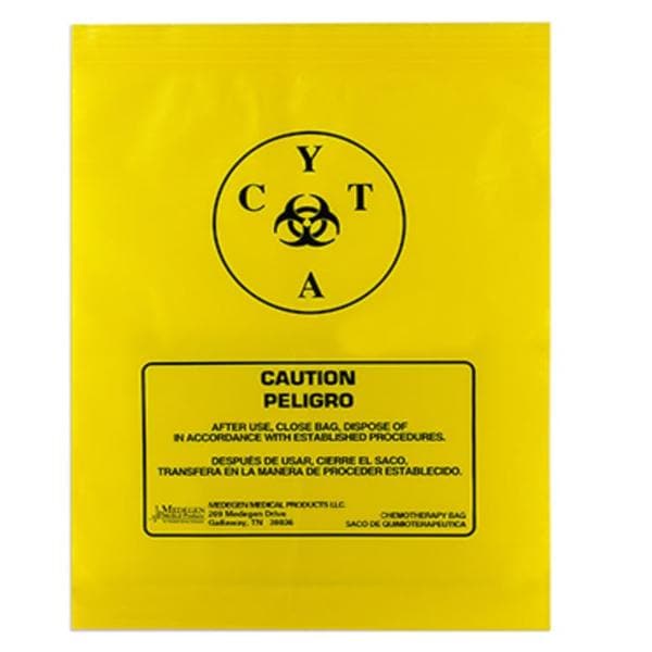 Medegen Medical Products, LLC -Transport Bag 12x15" Yellow/Black Zipper Closure LLDPE Film Symbol Non-Sterile For Chemotherapy Specimen 250/Case 9218