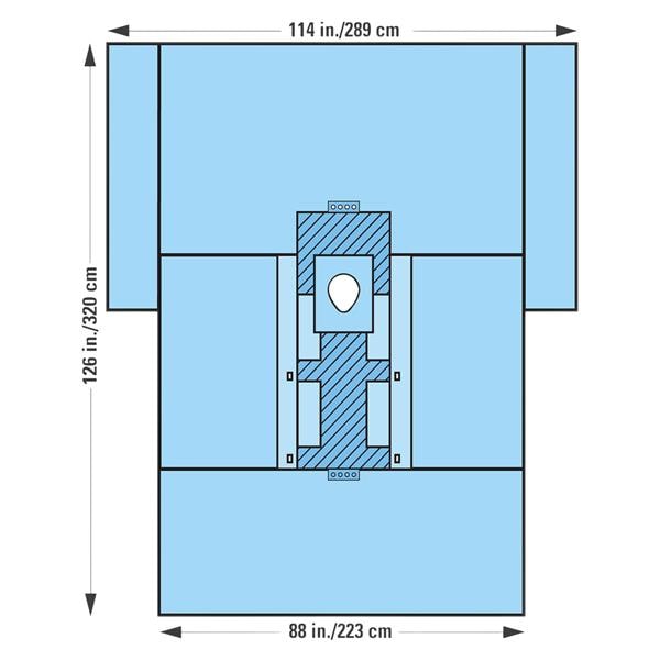 O & M Halyard -Orthoarts 114x88x126" Sterile Sheet Drape Fenestrated 89345