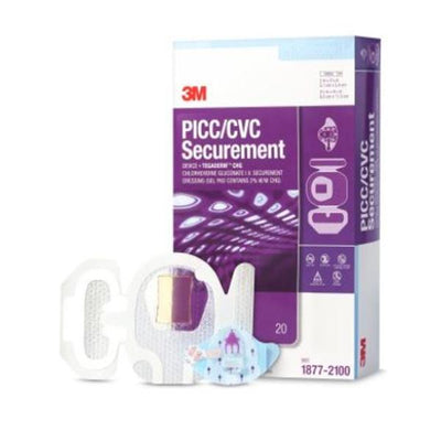 3M Medical Products Tegaderm CHG Securement System 3-1/2x4-1/2" Sterile Transparent LF - 1877-2100