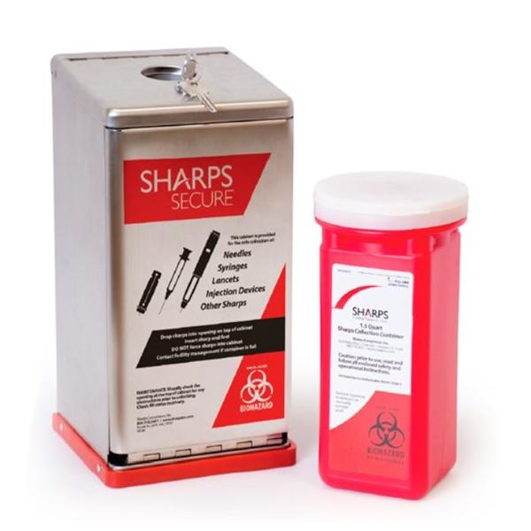 Sharps Compliance Inc -Sharps Container 1.5qt Red 4-1/2x4-1/2x8-6/10" Metal/Plastic Each 50060