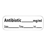Precision Dynamics Corp. Anesthesia Label DTI Antibiotic White 1-1/2x1/2" 600/Rl - LAN-35