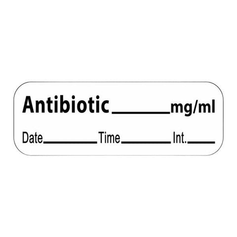 Precision Dynamics Corp. Anesthesia Label DTI Antibiotic White 1-1/2x1/2" 600/Rl - LAN-35