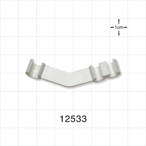 3-Channel Multi-Cavity Clip, Angled, White - Two Channels 0.2 inch (5.08 mm); One Channel 0.24 inch (6.09 mm) - 12533