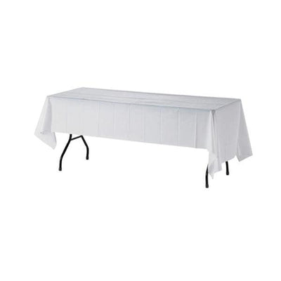 SP Richards Co Genuine Joe Plastic White Table Covers 54" x 108" 6/Package - 756665