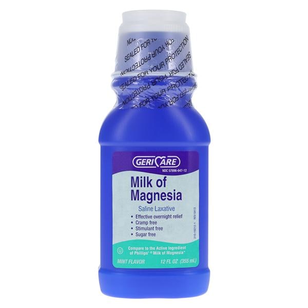 Geri-Care Pharmaceuticals Magnesuim Hydroxide Laxative Liquid 1200mg/15mL Mint Flavor 12oz/Bottle - QMOMMNT12GCP