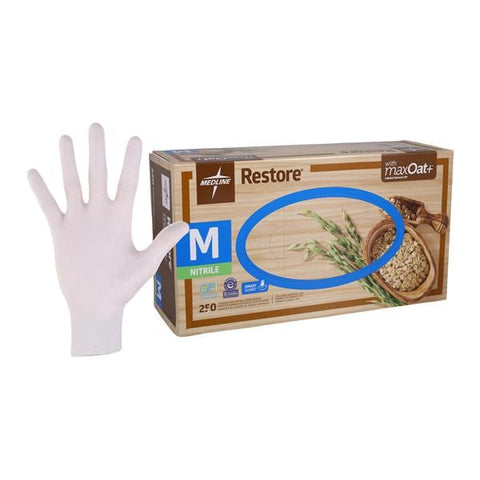 Medline Industries Inc -Restore Nitrile Exam Gloves Medium White Non-SterileOAT6802