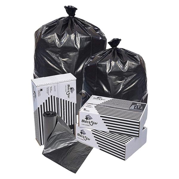 Pitt Plastics Can Liner 33gal LLDPE 0.95mil XHeavy-Duty 10 Rolls 33x39" Black Coreless Roll 100/Case - B74030XK