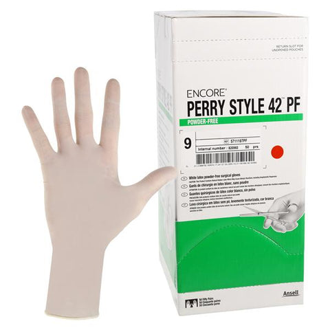 Ansell Healthcare Products ENCORE Perry Style 42 PF Surgical Gloves 9 Standard Natural, 4 BX/CA - 5711107PF