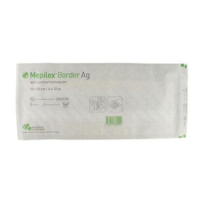 Molnlycke Healthcare Mepilex Border Ag Foam Post-Op Dressing 4x12" Sterile Adhesive Adherent LF, 5 BX/CA - 395990