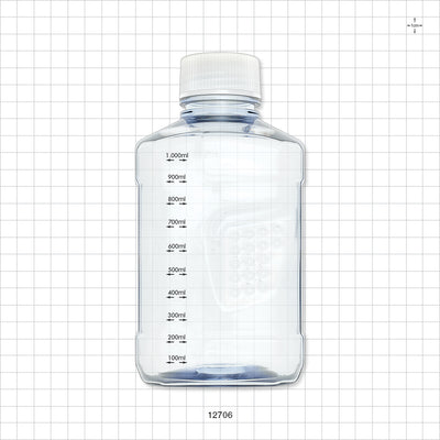 PharmaTainer™ Bottle, Non-Sterile, 5/Vacuum-Sealed Pack - 1 Liter; 48 mm cap - 12706