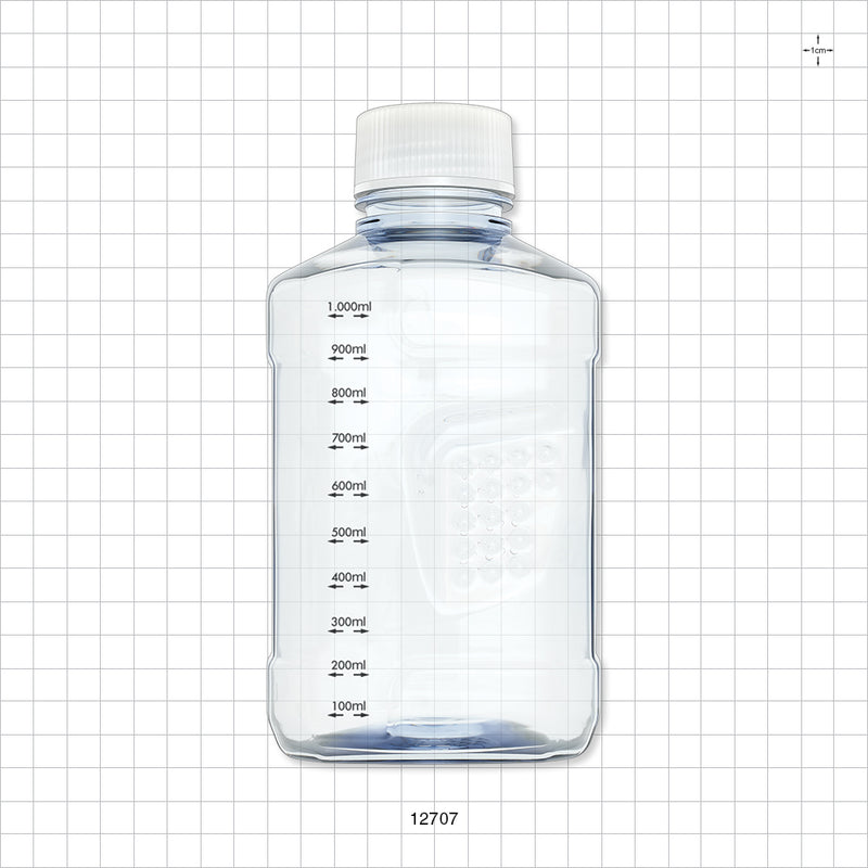 PharmaTainer™ Bottle, Non-Sterile, 5/Vacuum-Sealed Pack - 1 Liter; 48 mm cap - 12707