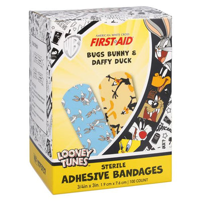 Dukal LLC -Stat Strip Adhesive Bandage Plastic 3/4x3" Looney Tunes Bugs Bunny/Daffy Duck Sterile 100/Box, 12 BX/CA 1075737