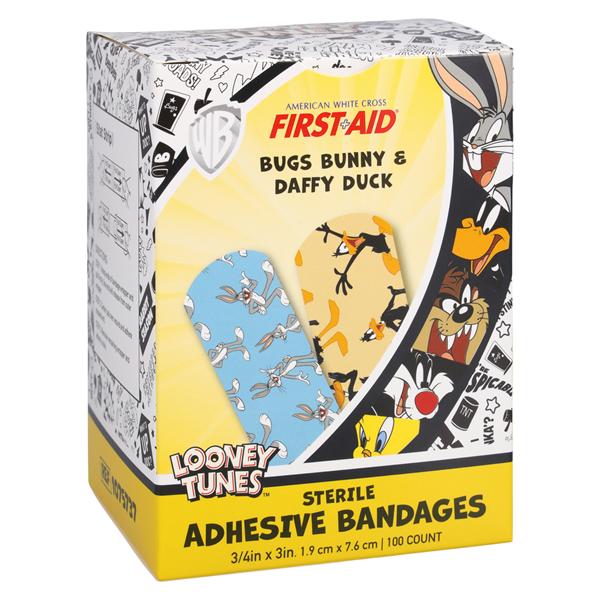 Dukal LLC -Stat Strip Adhesive Bandage Plastic 3/4x3" Looney Tunes Bugs Bunny/Daffy Duck Sterile 100/Box, 12 BX/CA 1075737