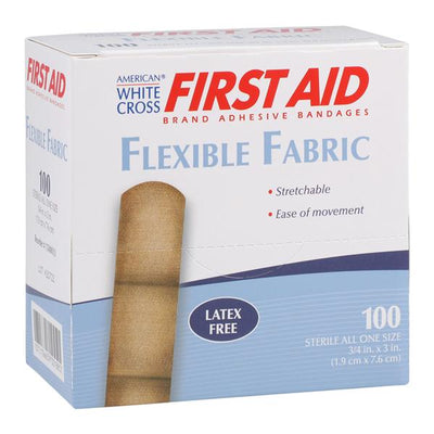 Dukal LLC -American White Cross Adhesive Bandage Fabric 3/4x3" Tan Sterile 100/Box, 12 BX/CA 1580033