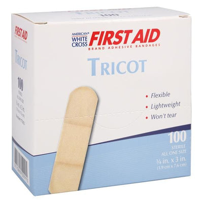 Dukal LLC -American White Cross Tricot Bandage Fabric 3/4x3" Beige Sterile 100/Box, 12 BX/CA 1775033