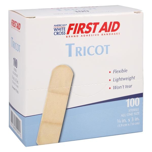 Dukal LLC -American White Cross Tricot Bandage Fabric 3/4x3" Beige Sterile 100/Box, 12 BX/CA 1775033