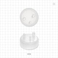 PharmaTainer™ Cap, 3-Ports - 70 mm; 2 External Ports Fit 1/4 inch ID Tubing x 2 Internal Ports Fit 1/4 inch ID Tubing (0.25 inch, 6.35 mm); 1 External Port Fits 3/16 inch ID Tubing x 1 Internal Port Fits 3/16 inch ID Tubing (0.188 inch, 4.76 mm) - 12723