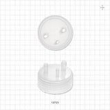 PharmaTainer™ Cap, 3-Ports - 70 mm; 2 External Ports Fit 1/4 inch ID Tubing x 2 Internal Ports Fit 1/4 inch ID Tubing (0.25 inch, 6.35 mm); 1 External Port Fits 3/16 inch ID Tubing x 1 Internal Port Fits 3/16 inch ID Tubing (0.188 inch, 4.76 mm) - 12723
