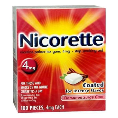 Glaxo Nicorette Smoking Cessation Gum 4mg 100/Package - 3995008