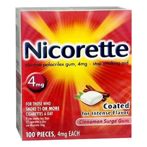 Glaxo Nicorette Smoking Cessation Gum 4mg 100/Package - 3995008