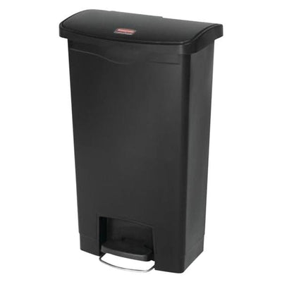 Newell Brands Dist. LLC Can Trash Slim Jim Resin Step-On Pedal Hinge Lid Self-Closing Front Step Black Each - 1883611