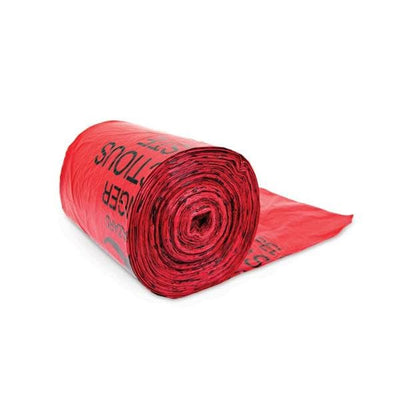 Justrite Manufacturing -Biohazard Bag 33x24" Red/Black Plastic Symbol Non-Sterile 100/Box 22108