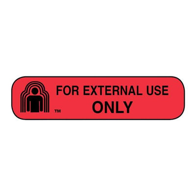 Apothecary Products Labels For External Une Only Red 1000/Box - 40111