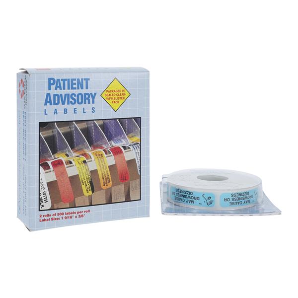 Apothecary Products Labels May Cause Drowsiness/Alcohol Blue 1-9/16x1/2" 1000/Box - 40215