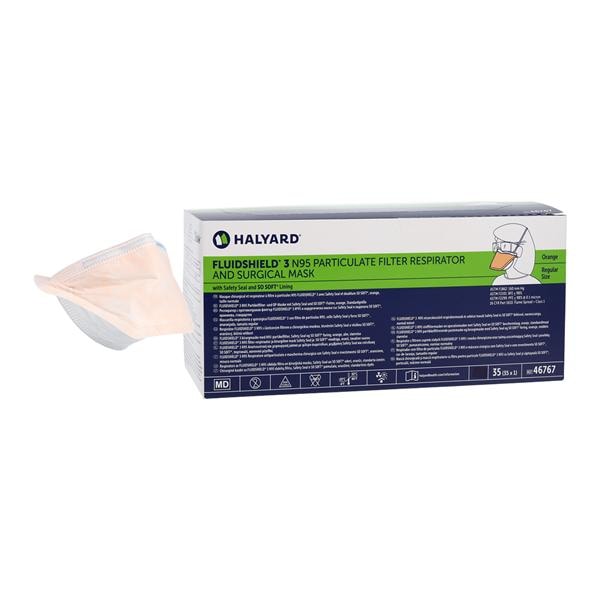 O & M Halyard FluidShield N95 Respirator & Surgical Mask 35/Bx, 6 BX/CA - 46767