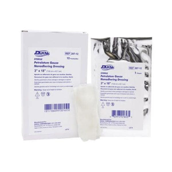 Dukal LLC Gauze Petrolatum Dressing 3x18" Sterile Not Made With Natural Rubber Latex - 207-12